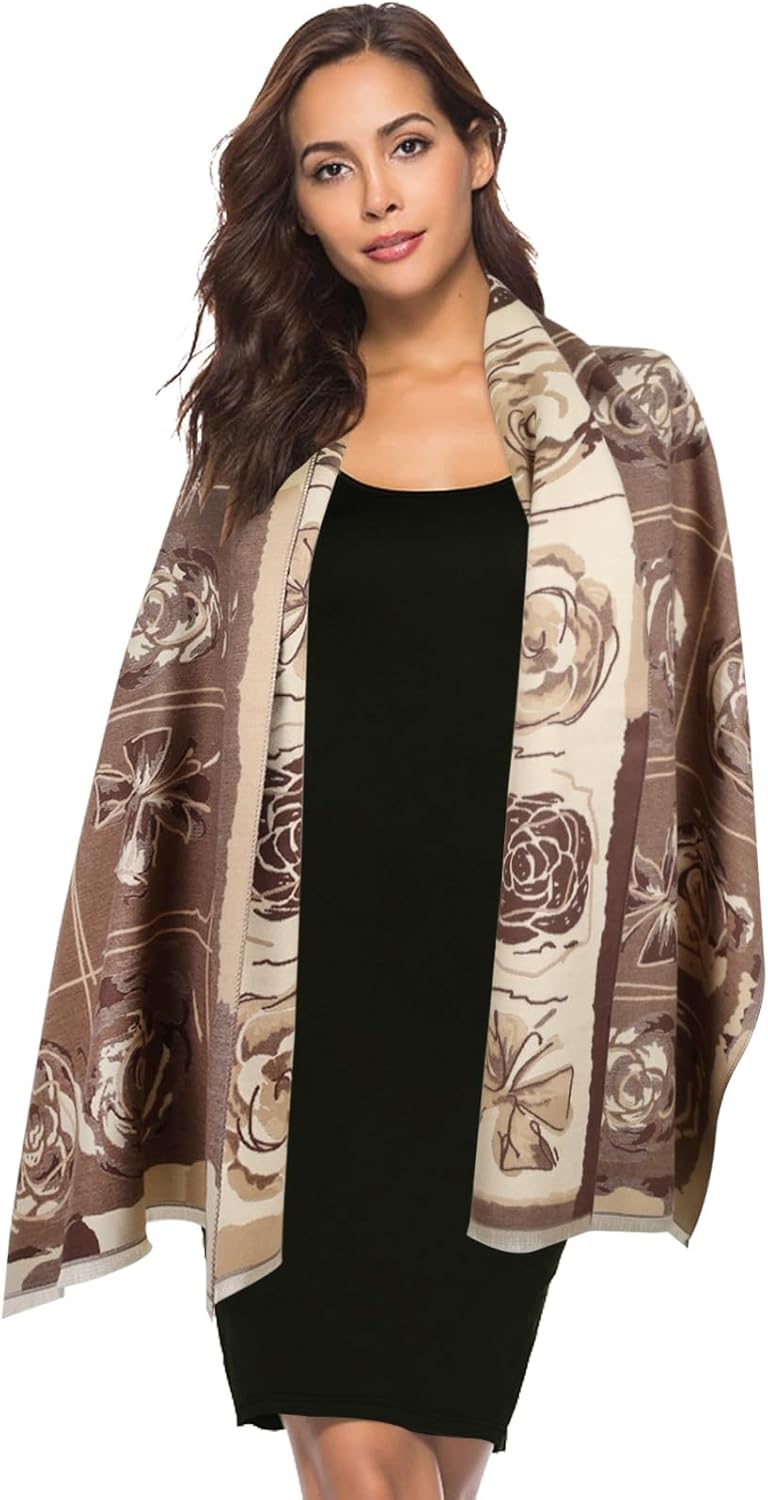 EXTREE Scarfs for Women Pashmina Silky Shawl Wrap for Evening Dressing Blanket Open Front Poncho Cape - Image 5